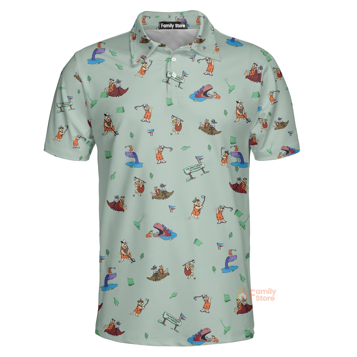 Fred Flintstone Playing Golf Pattern - Polo Shirt For Men