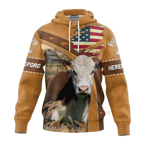 Personalized Name Uni 3D Hereford Flag Hoodie