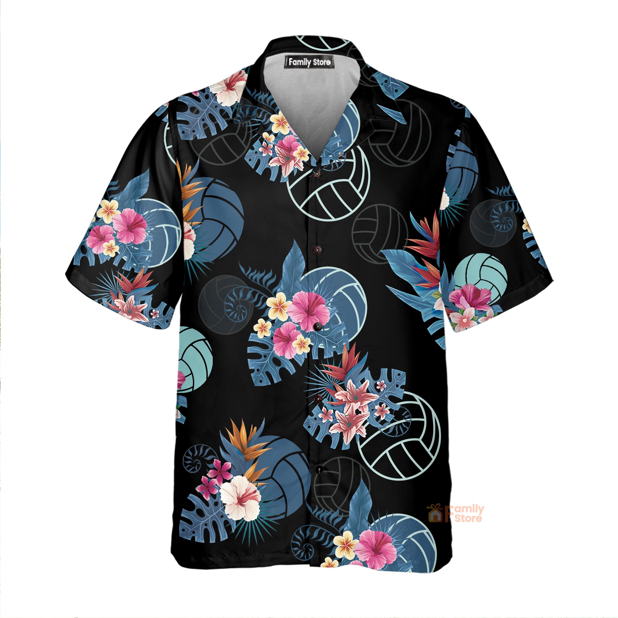 Volleyball Tropical Black Aloha Hawaiian Shirts For Men & Women