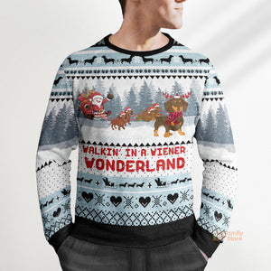 Walkin‘ In A Weiner Wonderland Dachshund Lover Ugly Chirtmas Sweater