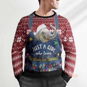 Just A Girl Who Loves Christmas And Elephants Ugly Sweatshirt