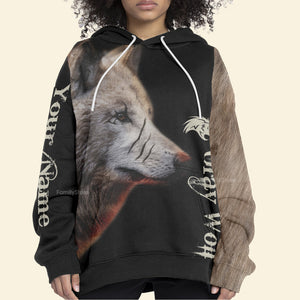 Personalized Gray Wolf Hoodie For Men And Women