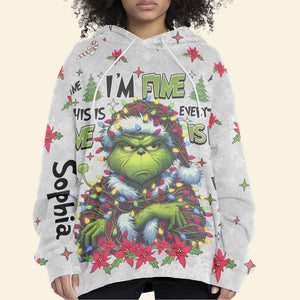 It's Fine I'm Fine - Personalized Green Monster Christmas All Over Shirt DN100