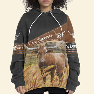 Personalized Uni Texas Longhorn On Farms Printed 3D Black Hoodie