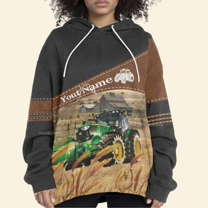 Personalized Uni Tractor On Farms Printed 3D Black Hoodie