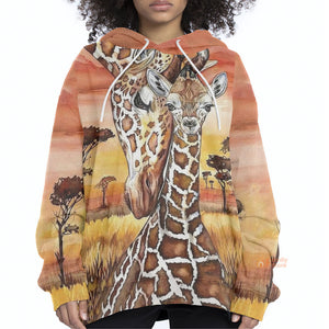 The Mother And Child Giraffe Animals Africa Forest Hoodie