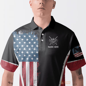 Personalized 3D Billiards 8 Ball Pool Player US Flag Pattern Billiard Polo Shirt