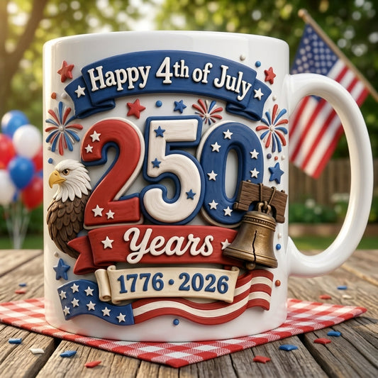 MK1 Happy4thofJuly250YearsPatrioticEaglePersonalizedWhiteCeramicMug GiftForMen_Women