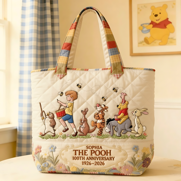 DSNY Honey Bear Celebrate 100 Years Of Friendship - Personalized Quilted Tote Bag - Gift For Movie Fans