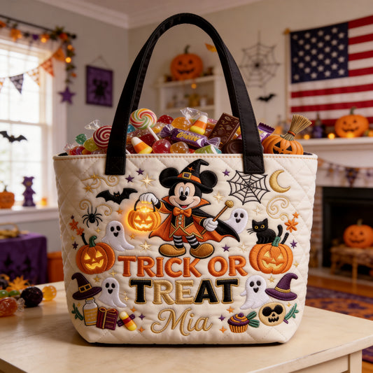 MkMo Trick Or Treat - Personalized Quilted Bag - Gift For Halloween