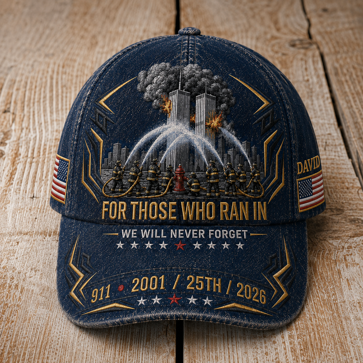 September 11 For Those Who Ran In We Will Never Forget Memorial Firefighter Heroes - Personalized Classic Cap