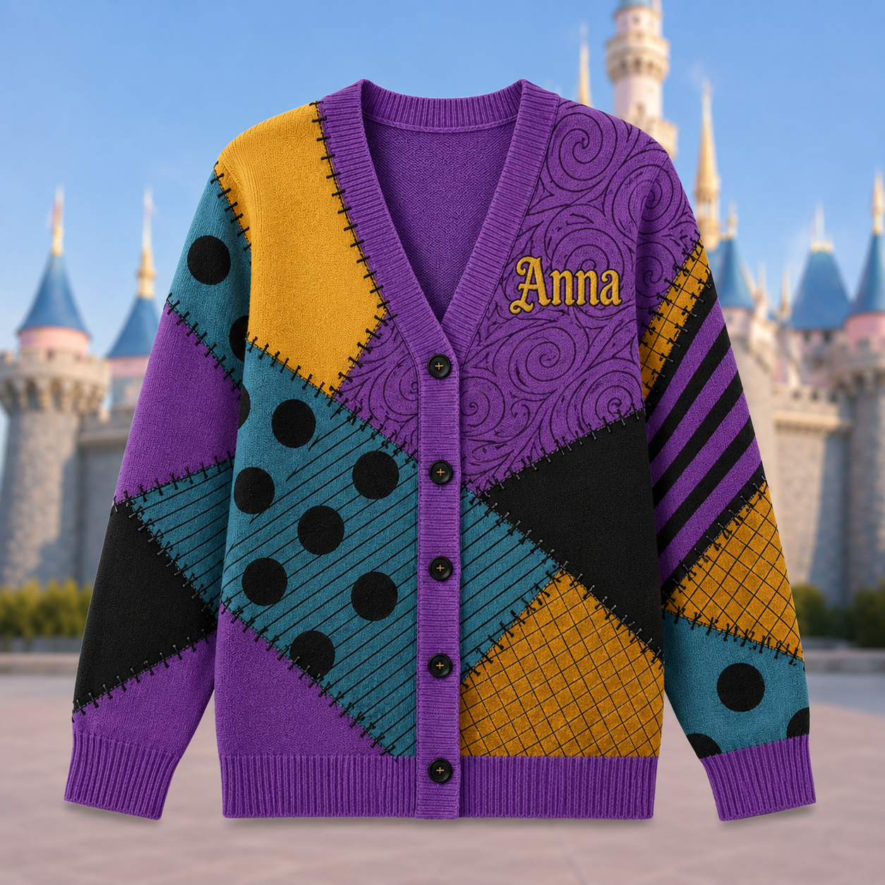 Halloween Sally Patchwork Spooky Fall Costume - Personalized Cardigan