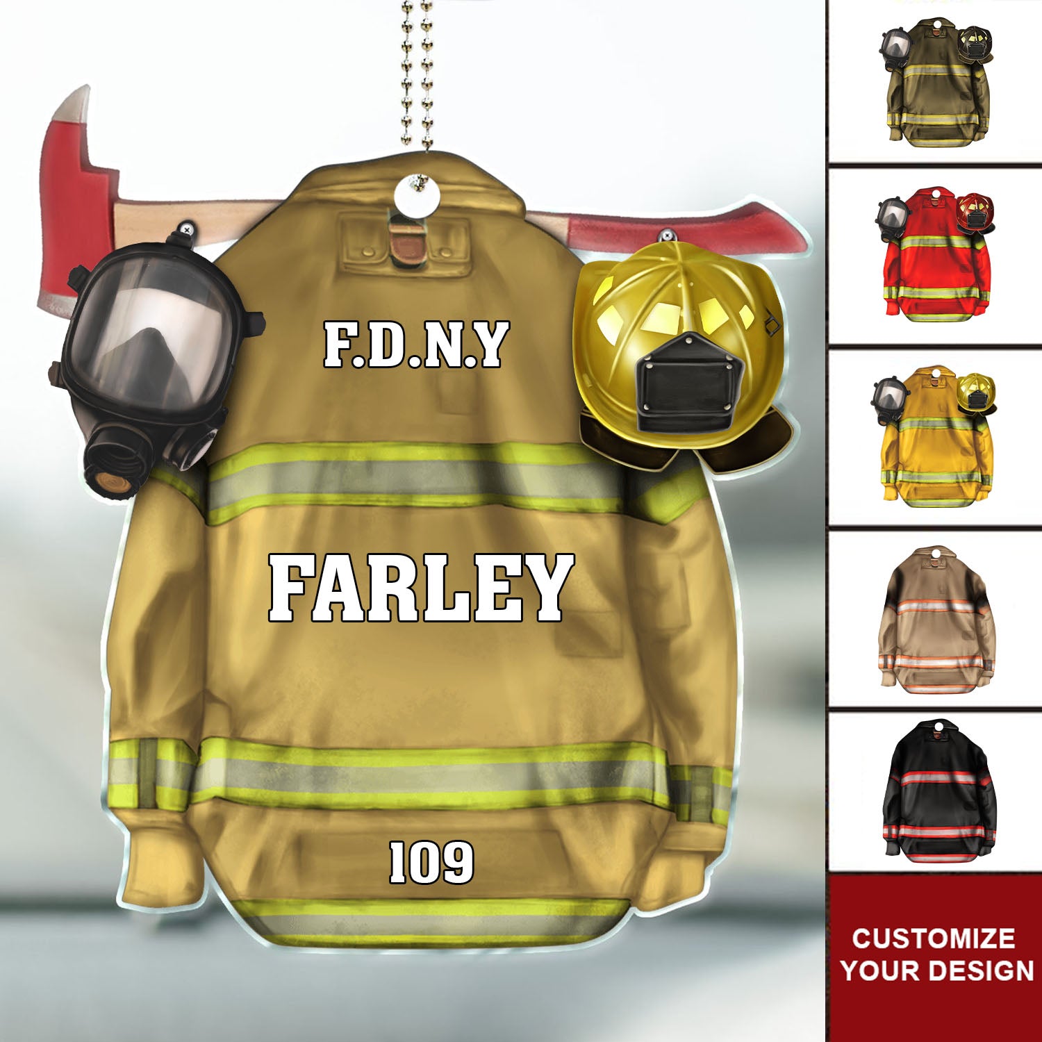 Firefighter Armor With Oxygen Mask - Gift For Firefighter - Personalized Car Hanging Ornament - NA94