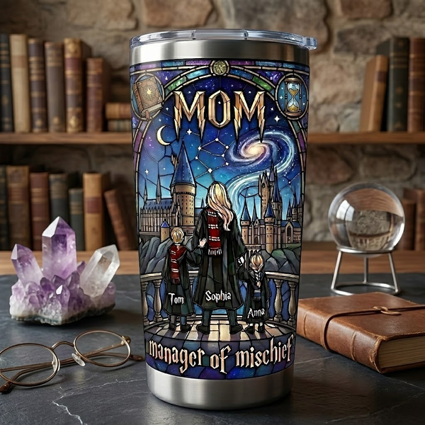 HaPo Mom Manager Of Mischief - Personalized Tumbler - Gift For Mother's Day