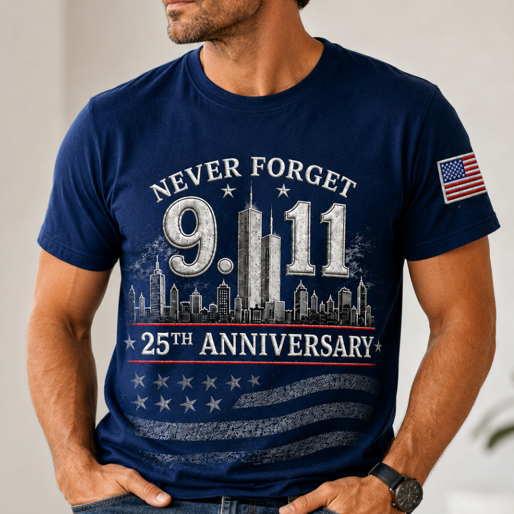 Never Forget 9.11 Memorial 25th Anniversary Patriotic USA Tribute Gift - Personalized Shirt