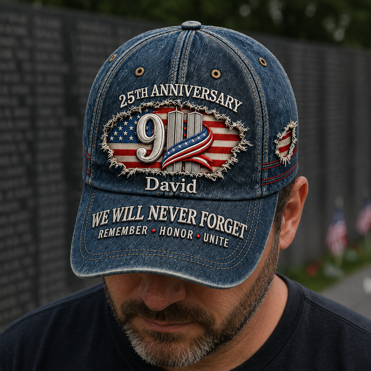 We Will Never Forget 9.11 25th Anniversary Patriotic Memorial Gift For Him - Personalized Classic Cap