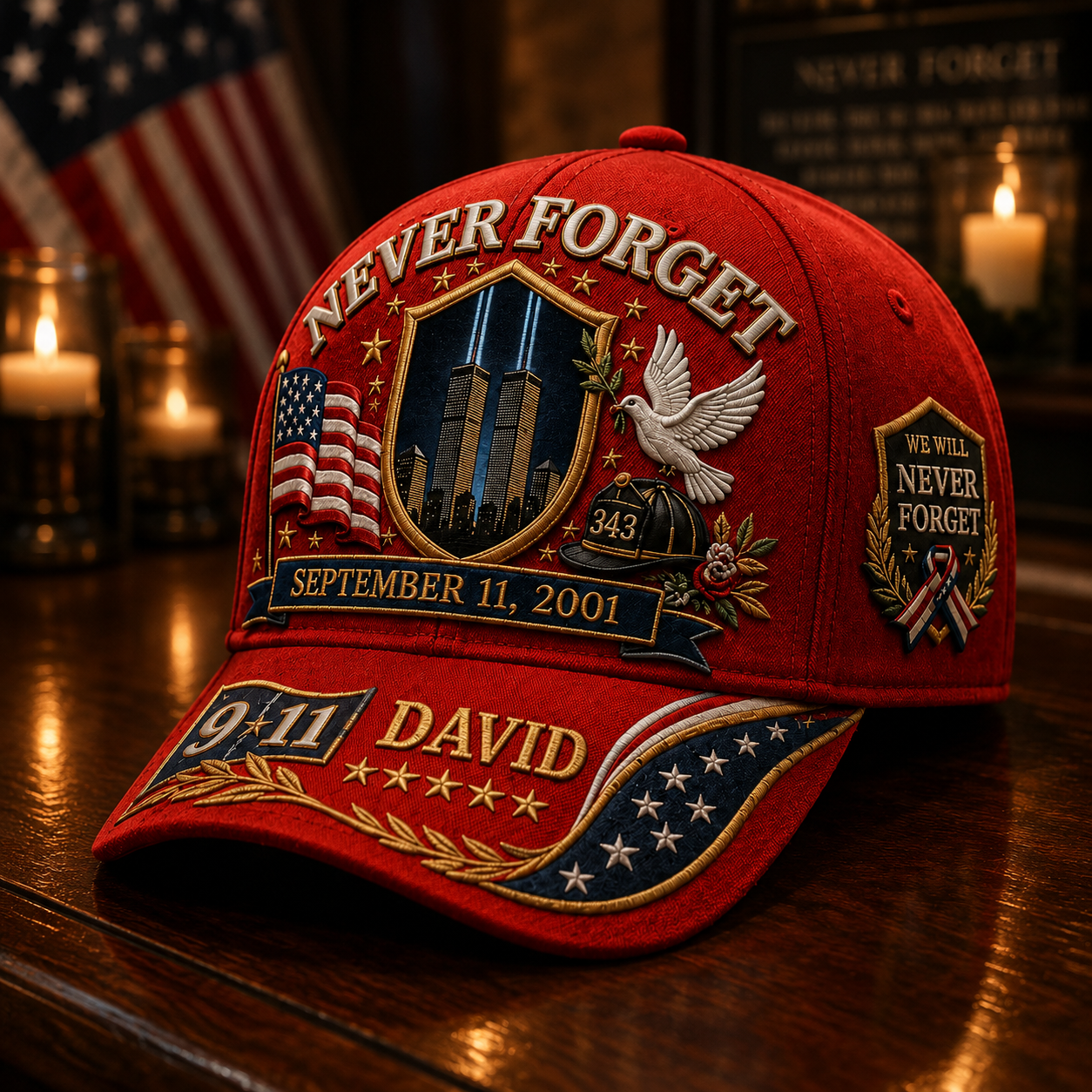 Never Forget 9.11 Firefighter Memorial Patriotic Tribute Gift For Him - Personalized Classic Cap