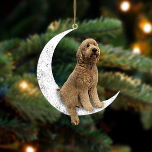 Personalized Photo DogPen Sitting On The Moon Cute Puppy - Dog Lovers Gift, Custom Pet Hanging Ornament PT