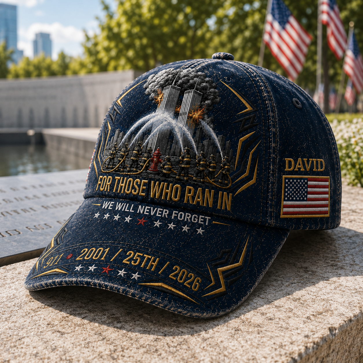 September 11 For Those Who Ran In We Will Never Forget Memorial Firefighter Heroes - Personalized Classic Cap