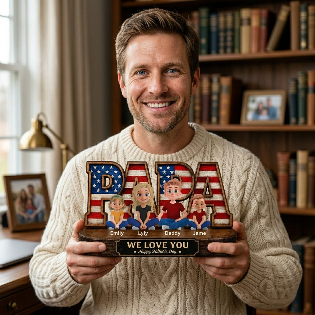 MK4_ _Papa_We_Love_You_Patriotic_US_Flag_Personalized_Standing_Wooden_Plaque_ _Gift_For_Dad_Papa