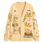 Honey Bear Custom Name Knit Sweater Cozy Birthday Gift For Her - Personalized Knitted Cardigan