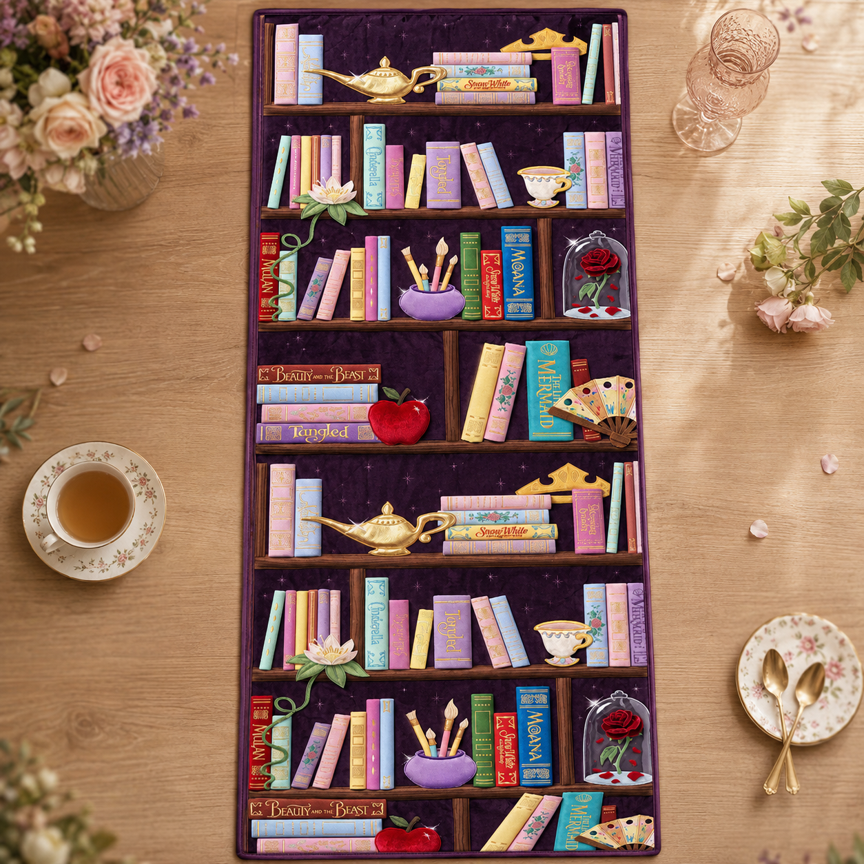 DSNY Magical Bookshelf Gifts For Book Lovers - Personalized Quilted Table Runner