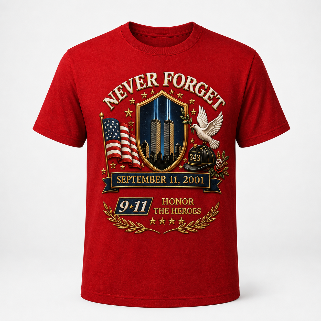 Never Forget 9.11 Firefighter Memorial Patriotic Tribute Gift For Him - Personalized Shirt