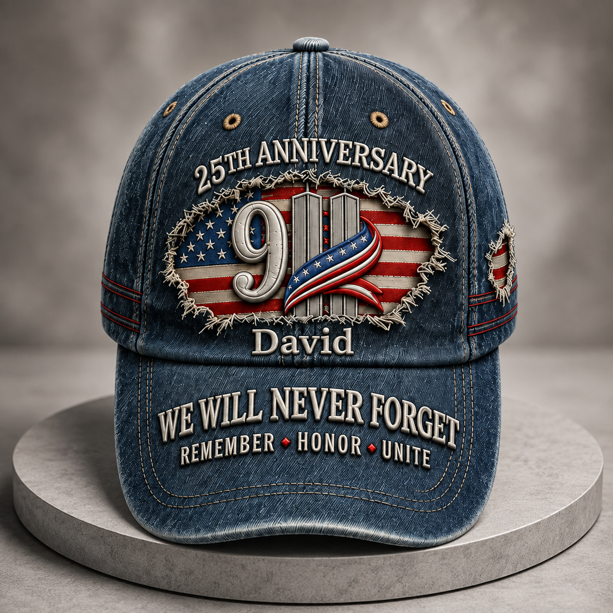 We Will Never Forget 9.11 25th Anniversary Patriotic Memorial Gift For Him - Personalized Classic Cap