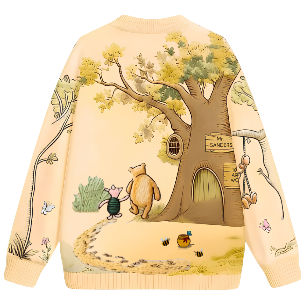 Honey Bear Custom Name Knit Sweater Cozy Birthday Gift For Her - Personalized Knitted Cardigan