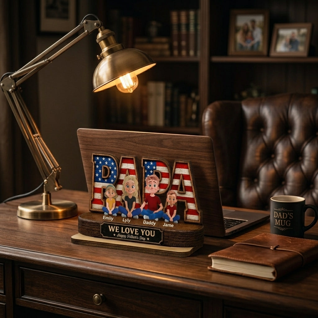 MK6_ _Papa_We_Love_You_Patriotic_US_Flag_Personalized_Standing_Wooden_Plaque_ _Gift_For_Dad_Papa