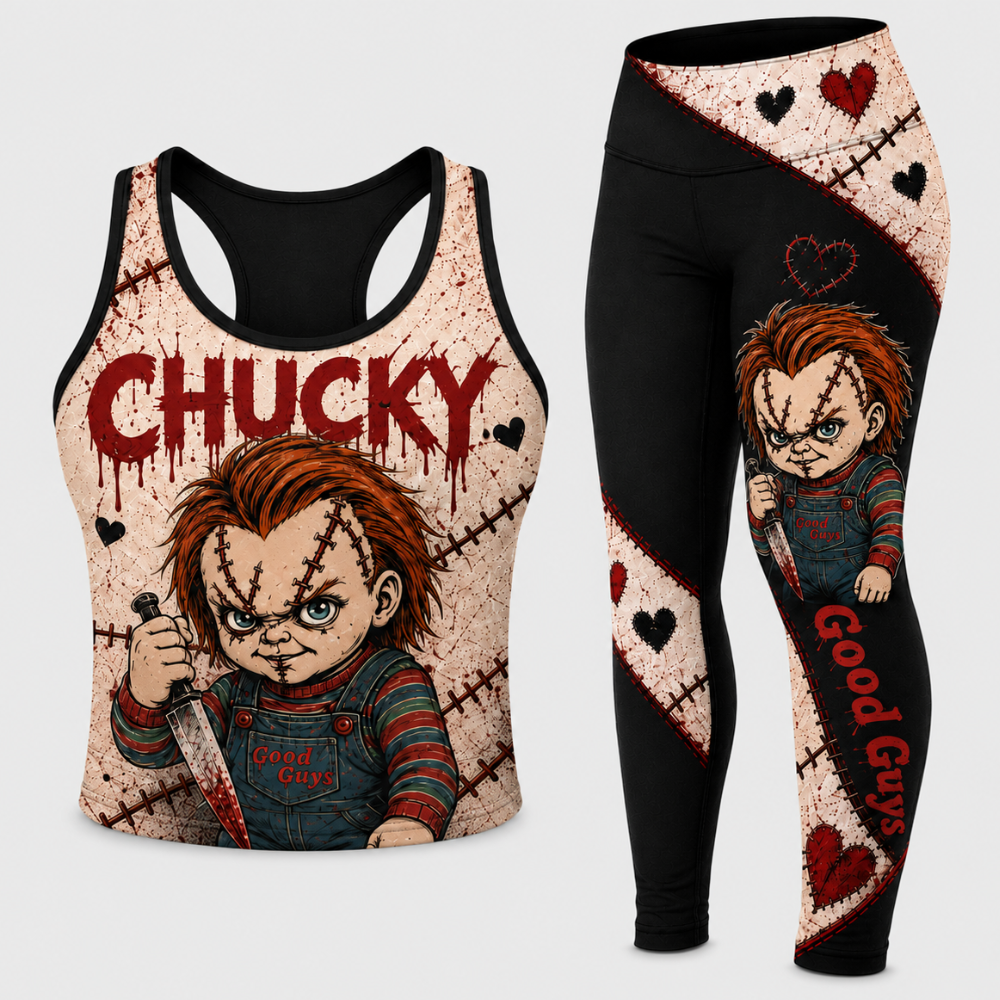 Horror Doll Costume Scary Cosplay Halloween Gifts For Her - Personalized Leggings & Crop Tanktop