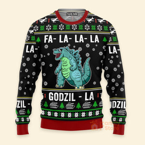 Fa La Funny Godzilla Black - Christmas Personalized Ugly Sweatshirt - Gift For Friend , Family MemberNA94