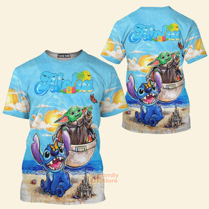 FamilyStore Star Wars Stitch And Baby Yoda Summer - 3D Tshirt