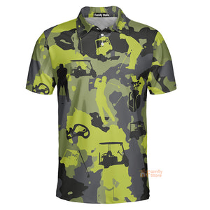 Green And Grey Camouflage, Military Streetwear, Camo Men Golf Polo Shirt