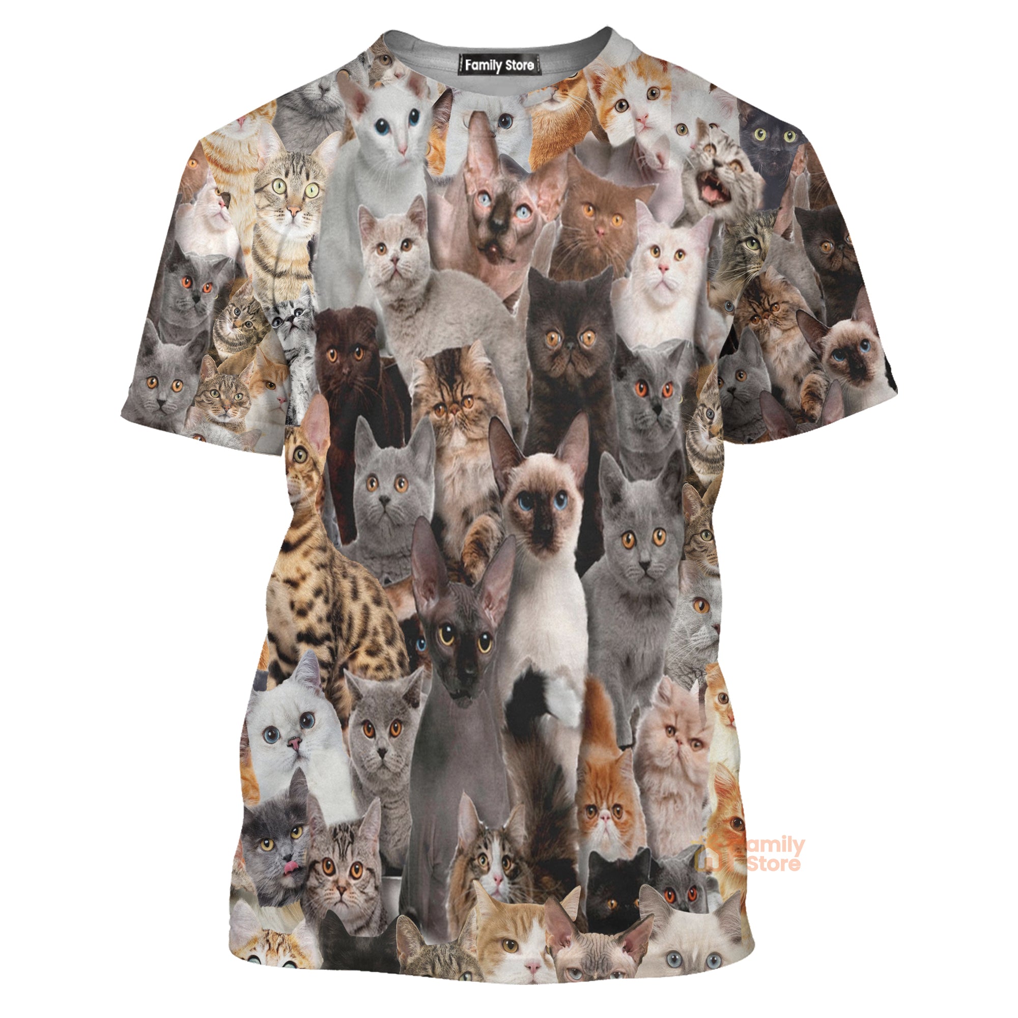 Crazy Cat All Over Adult T-Shirt