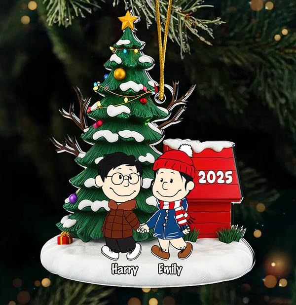 Peanu Couple Hand In Hand - Personalized Acrylic Ornament - Gift For Couples | CL43 NL122