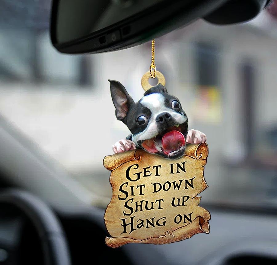 Puppy Dog Get in Sit Down Shut Up Hang on, Decorative Puppy Acrylic Car Ornaments Gift - Decorative Hanging Ornaments Car Accessories - PT