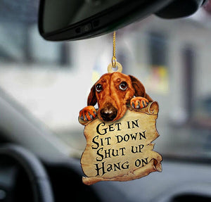 Puppy Dog Get in Sit Down Shut Up Hang on, Decorative Puppy Acrylic Car Ornaments Gift - Decorative Hanging Ornaments Car Accessories - PT