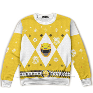 Mighty Morphin Power Rangers Yellow - Costume Cosplay Ugly Christmas Sweater