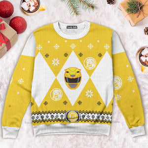 Mighty Morphin Power Rangers Yellow - Costume Cosplay Ugly Christmas Sweater