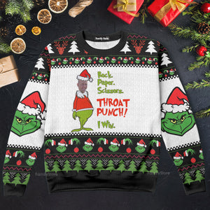 Rock Scissors Paper A Quick Game With Green Monster - Personalized Ugly Sweater NA94