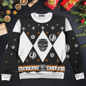 Mighty Morphin Power Rangers Black - Costume Cosplay Ugly Christmas Sweater