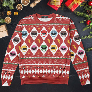 Red Mighty Morphin Power Rangers - Christmas Ugly Sweatshirt