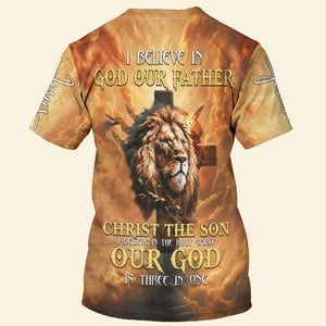 FamilyStore I Believe In God Our Father Christ The Son Jesus Lion - 3D TShirt