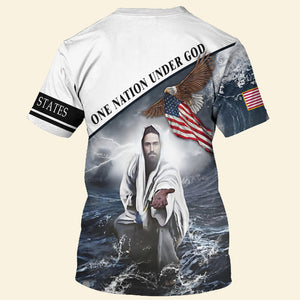 One Nation Under God Jesus Give His Hand T-shirt For Men And Women