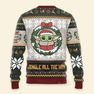 Jingle Bell Jingle All The Way Baby Yoda - Gift For Dad, Kids - Personalized Ugly Sweater - NA94