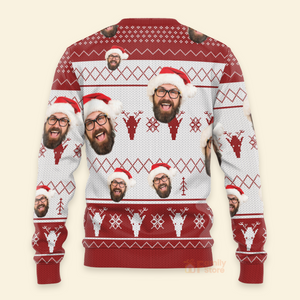 Merry Christmas Sh!*ter's Full - Personalized Photo Ugly Christmas Sweater - Custom Face PT