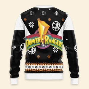 Mighty Morphin Power Rangers Black - Costume Cosplay Ugly Christmas Sweater