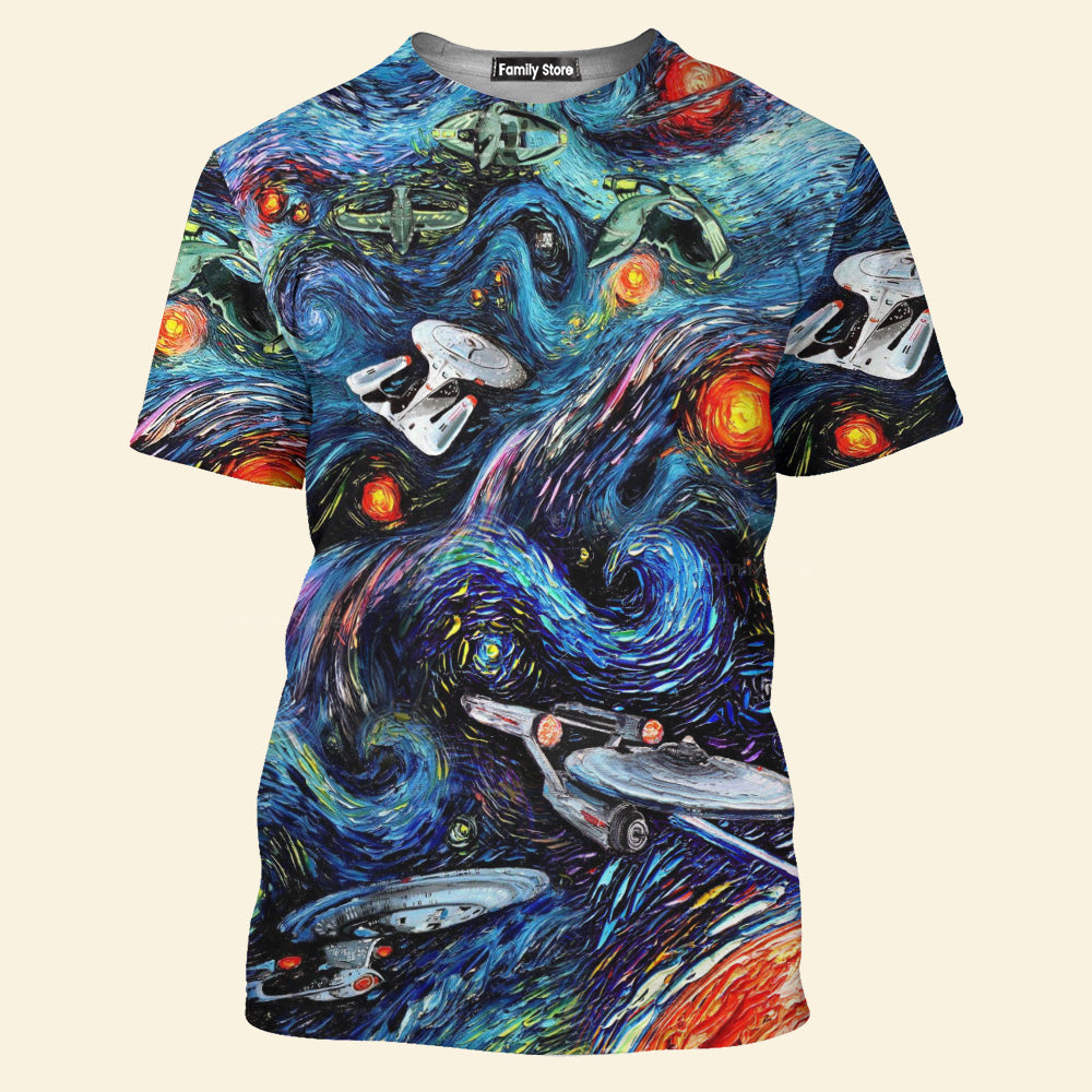 Star Trek Starry Night Fantaxy Ships Cool T-Shirt