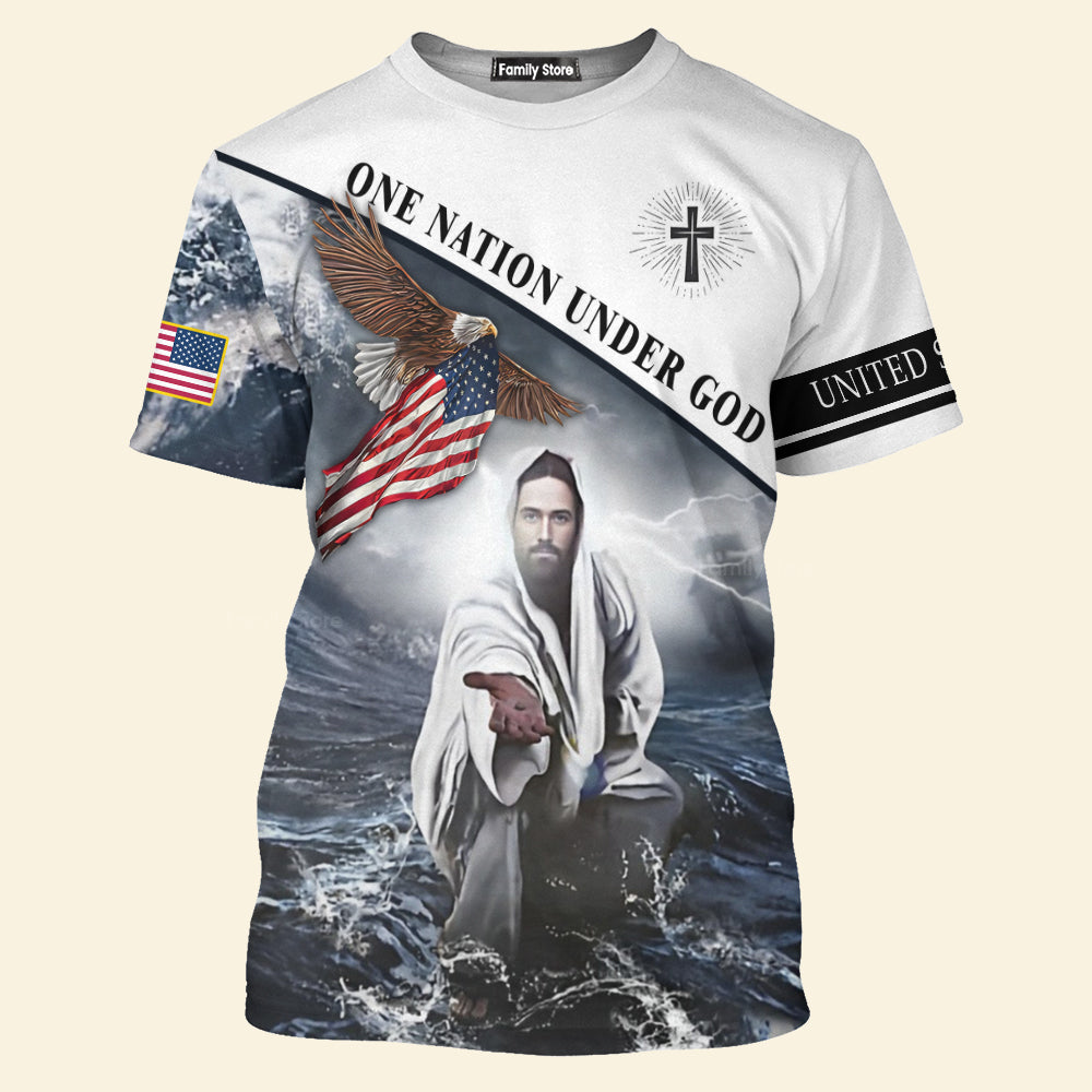 One Nation Under God Jesus Give His Hand T-shirt For Men And Women